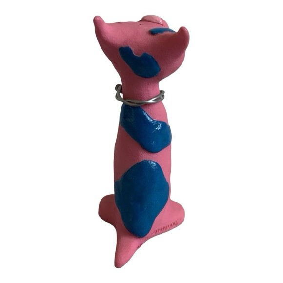 Vintage 1999 UDC Snooty Cat Pink Figurine Blue Spots 4" NWT Collectible - Picture 2 of 6